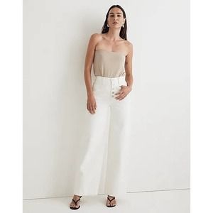 Madewell Superwide Leg White Jeans Women's NWT Size 23 Button Fly High Rise
